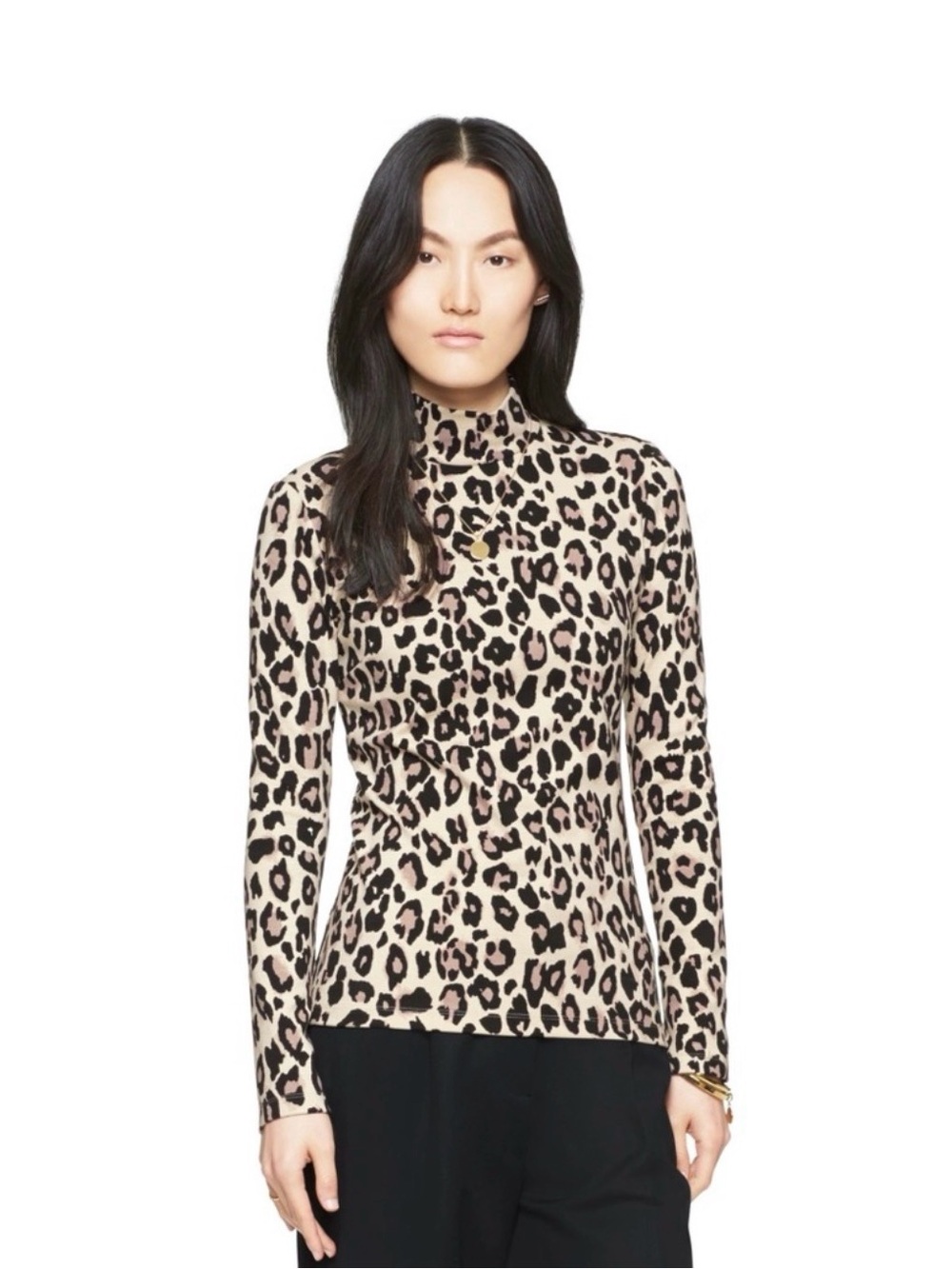kate spade Leopard Print Mock Neck Top Size 4